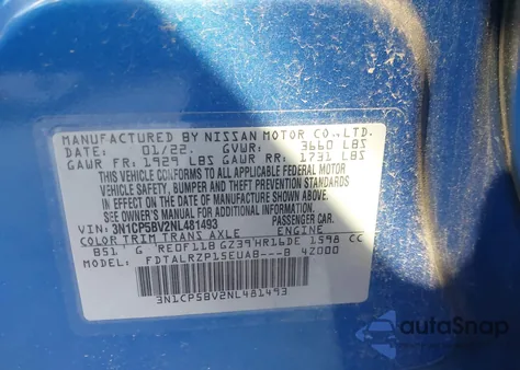 2022 Nissan Kicks S Xtronic Cvt из США, поврежденный, VIN 3N1CP5BV2NL481493